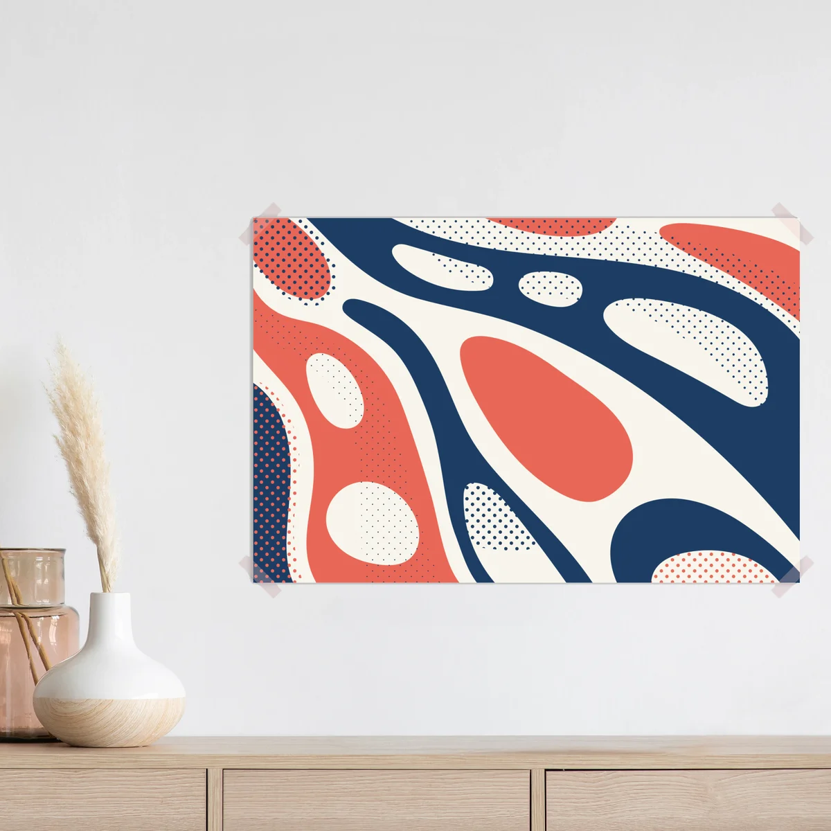 Poster retro korallenrot und marineblau abstraktes muster Poster retro korallenrot und marineblau abstraktes muster