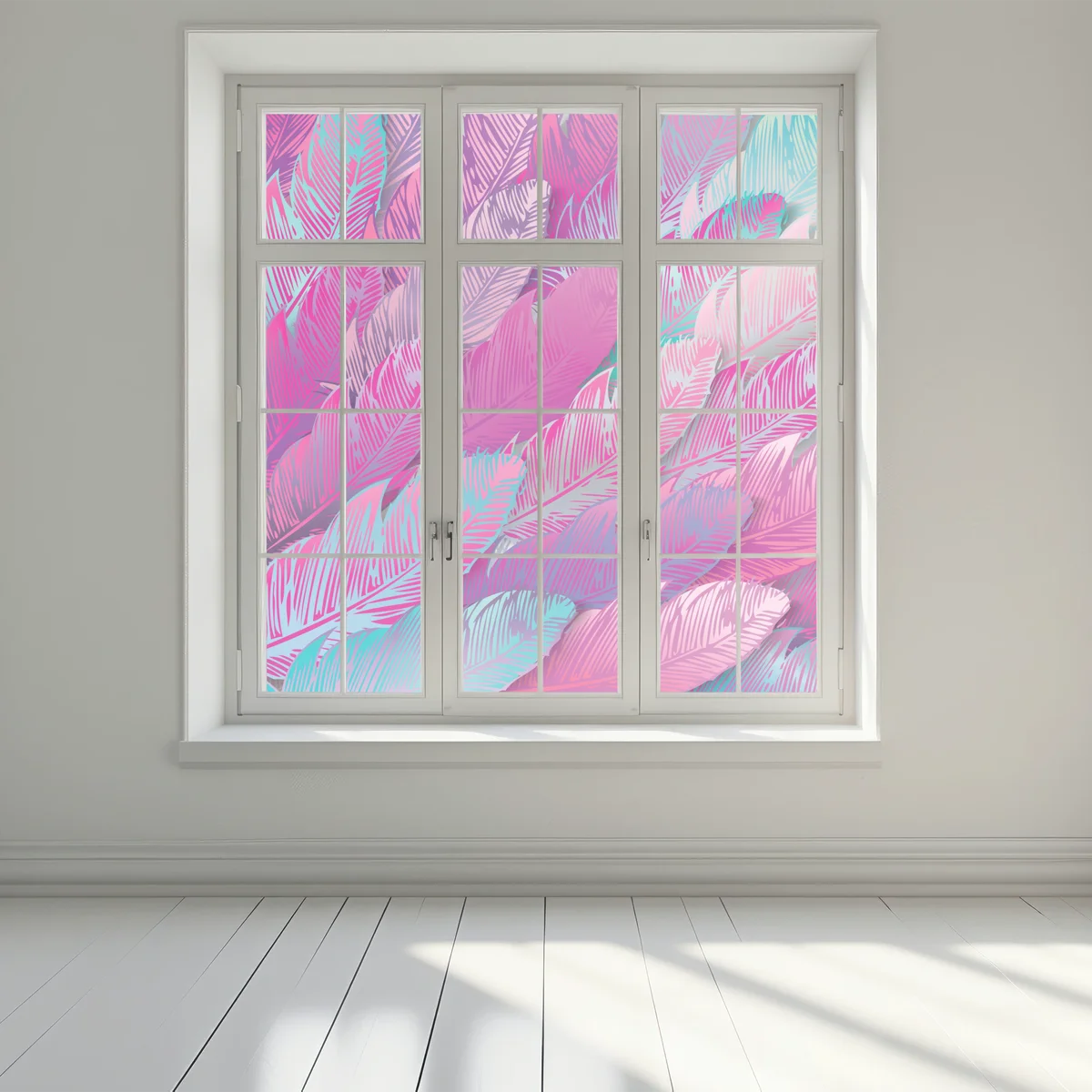 Fensteraufkleber irisierendes rosa federmuster Fensteraufkleber irisierendes rosa federmuster