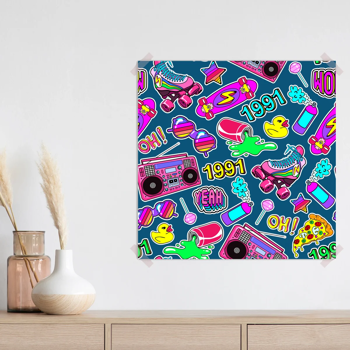 Poster lebendige 90er aufkleber-collage Poster lebendige 90er aufkleber-collage