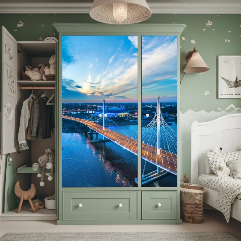 Schrankaufkleber Sankt Petersburg brückenpanorama bei dämmerung