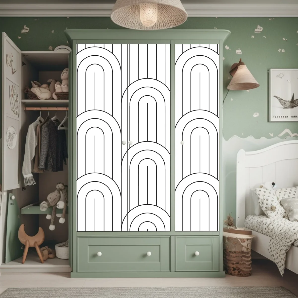 Schrankaufkleber monochromes bogenmuster Schrankaufkleber monochromes bogenmuster