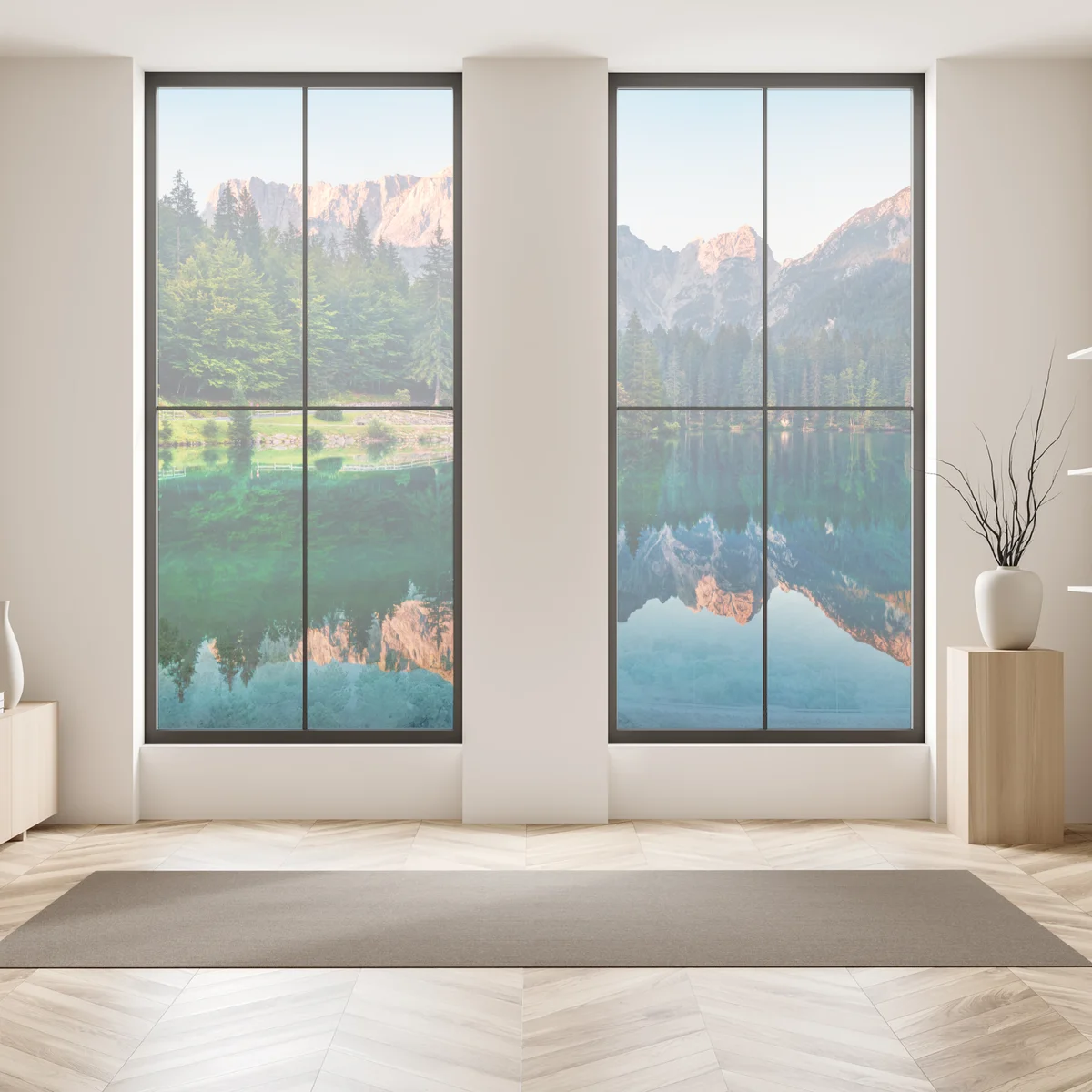 Fensteraufkleber ruhiger morgen am Fusine See, Julische Alpen Fensteraufkleber ruhiger morgen am Fusine See, Julische Alpen