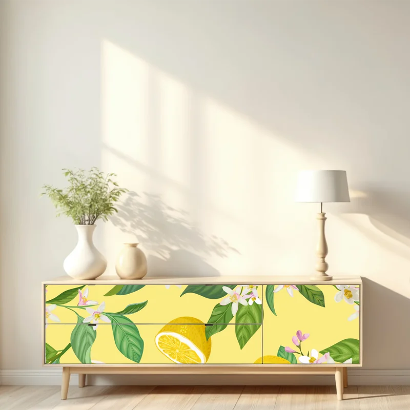 Repositionierbarer Aufkleber zitronenblüten botanisches muster