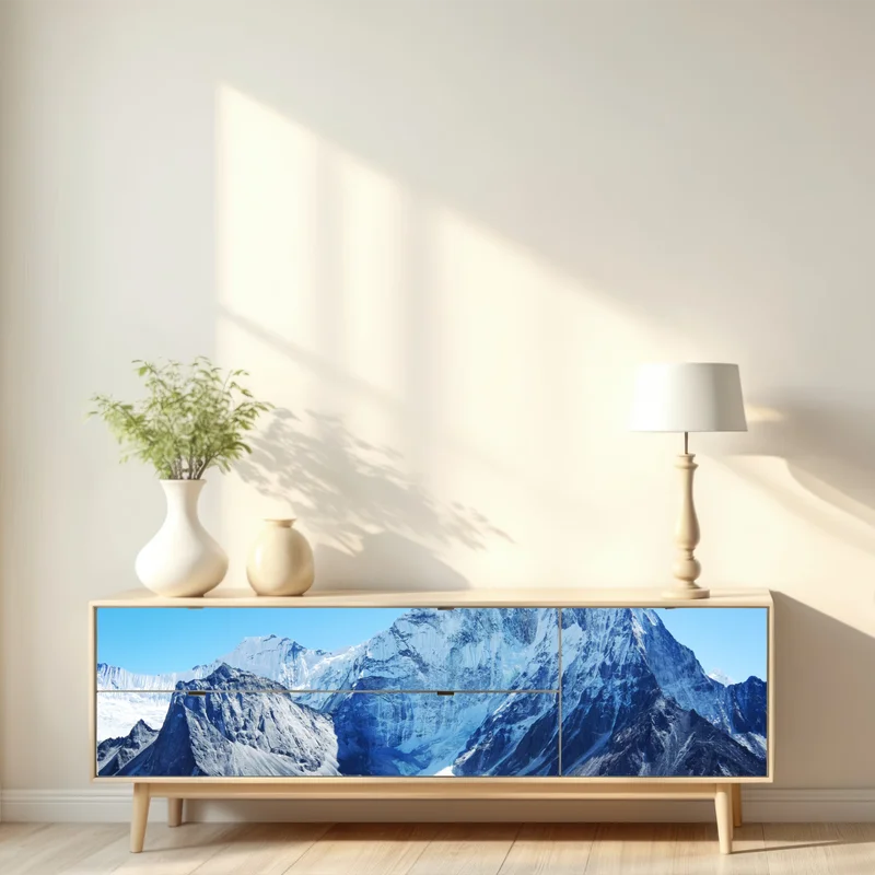 Repositionierbarer Aufkleber majestätischer schneebedeckter berggipfel