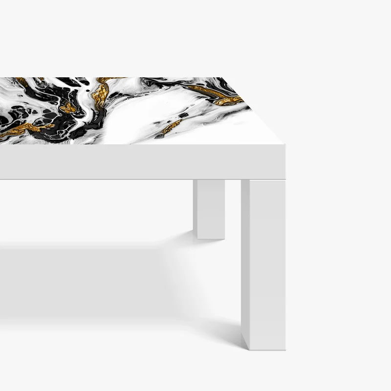 Tischaufkleber und Schreibtischaufkleber schwarz-weiße abstraktion mit goldenen adern