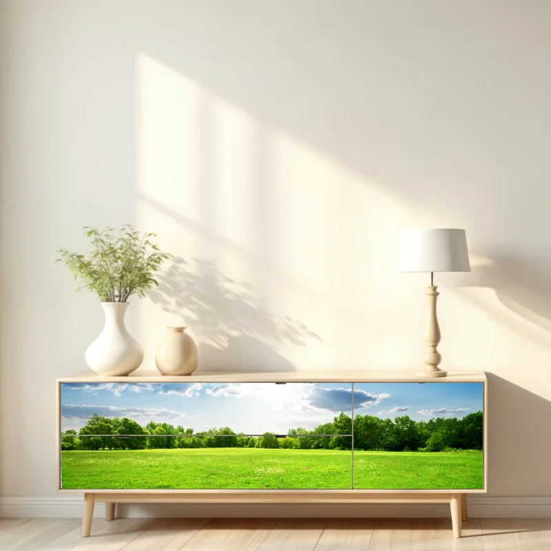 Repositionierbarer Aufkleber sonnige grüne wiese Repositionierbarer Aufkleber sonnige grüne wiese