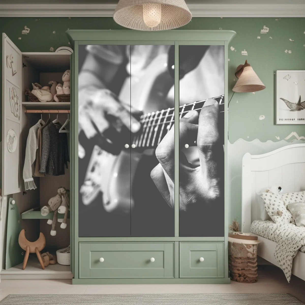 Schrankaufkleber monochrome gitarre nahaufnahme Schrankaufkleber monochrome gitarre nahaufnahme