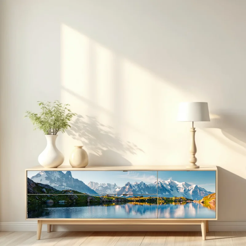 Repositionierbarer Aufkleber panorama von Lac Blanc und Mont Blanc