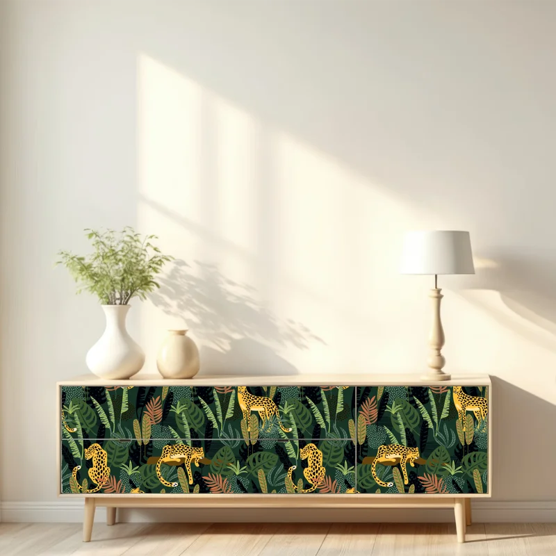 Repositionierbarer Aufkleber tropisches leopardenmuster Repositionierbarer Aufkleber tropisches leopardenmuster
