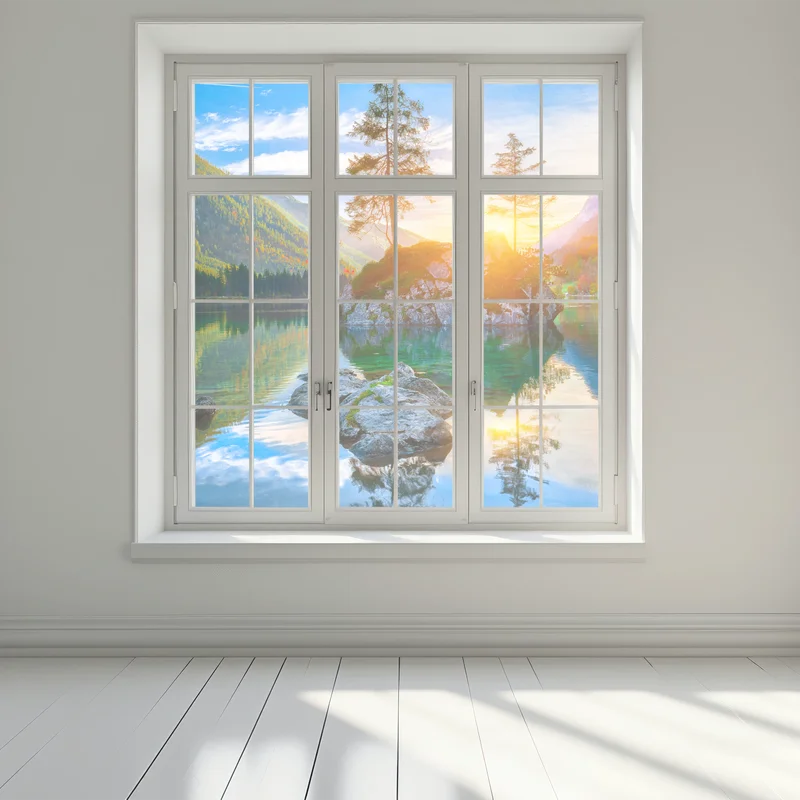 Fensteraufkleber sonnenuntergang über Hintersee felseninsel