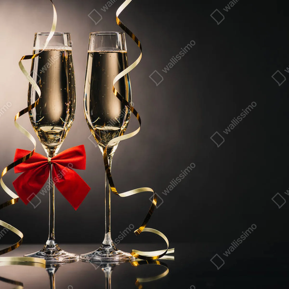 Leinwandbild Gläser Champagner mit Schleifen • Leinwandbilder bei Wallnifity® Leinwandbild Gläser Champagner mit Schleifen • Leinwandbilder bei Wallnifity®