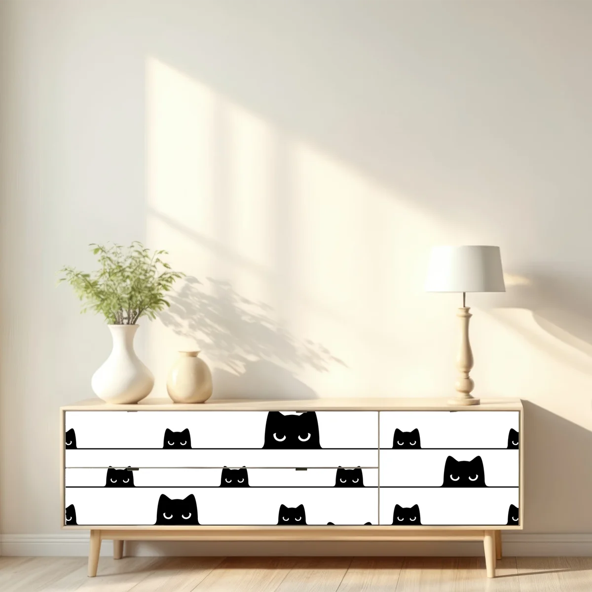 Repositionierbarer Aufkleber verspielte katzen zwischen streifen Repositionierbarer Aufkleber verspielte katzen zwischen streifen