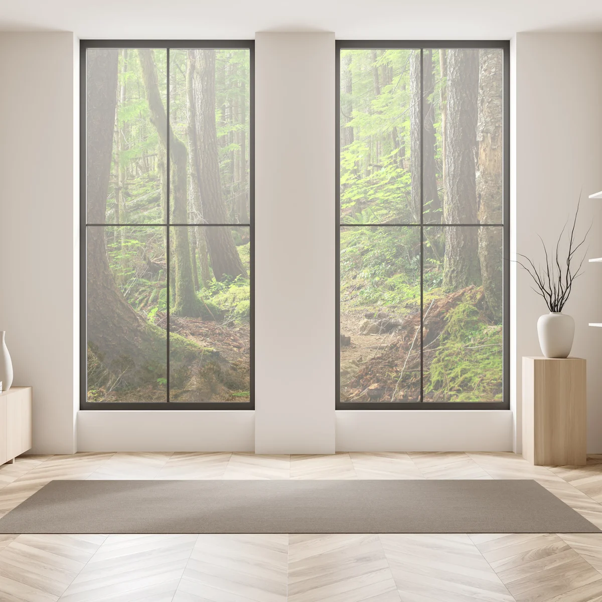 Fensteraufkleber moosiger waldpfad Fensteraufkleber moosiger waldpfad