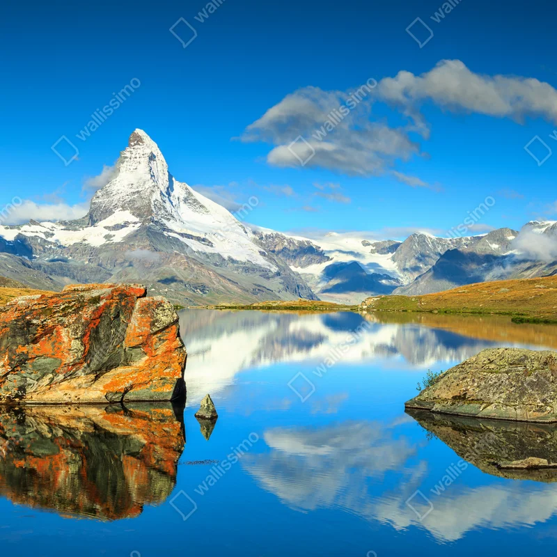 Fensteraufkleber spiegelung des Matterhorns über einem alpinen see Fensteraufkleber spiegelung des Matterhorns über einem alpinen see