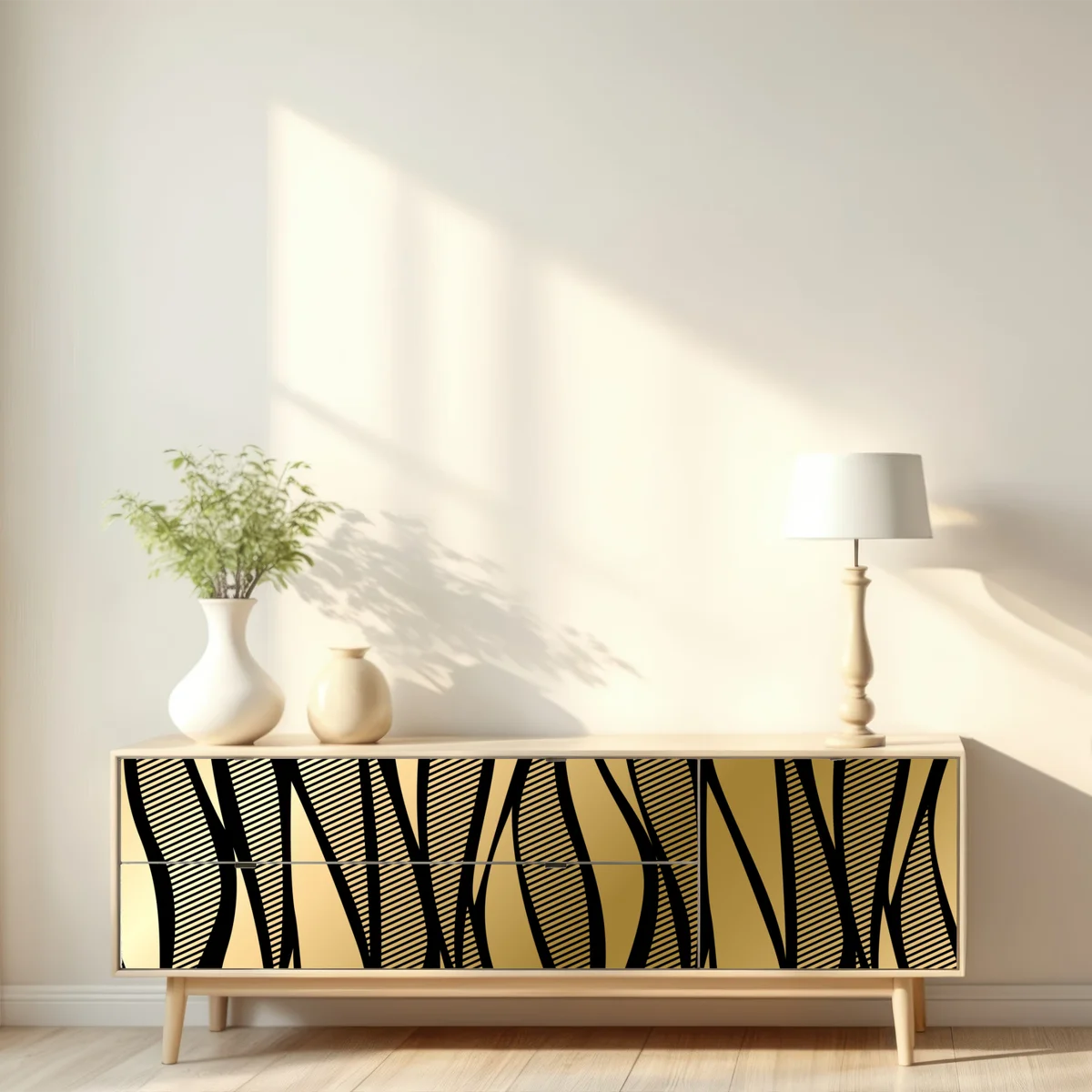 Repositionierbarer Aufkleber luxuriöses goldenes abstraktes wellenmuster Repositionierbarer Aufkleber luxuriöses goldenes abstraktes wellenmuster