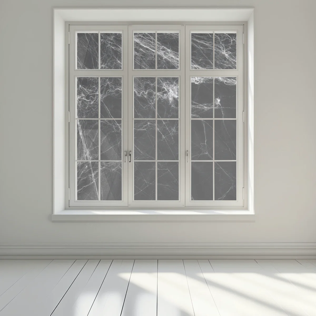 Fensteraufkleber gespenstisches spinnennetz auf schwarzem hintergrund Fensteraufkleber gespenstisches spinnennetz auf schwarzem hintergrund