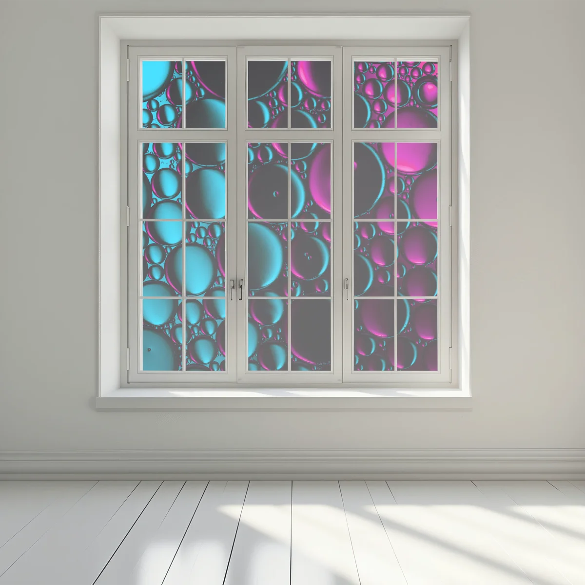 Fensteraufkleber türkis-magenta blasenmuster Fensteraufkleber türkis-magenta blasenmuster