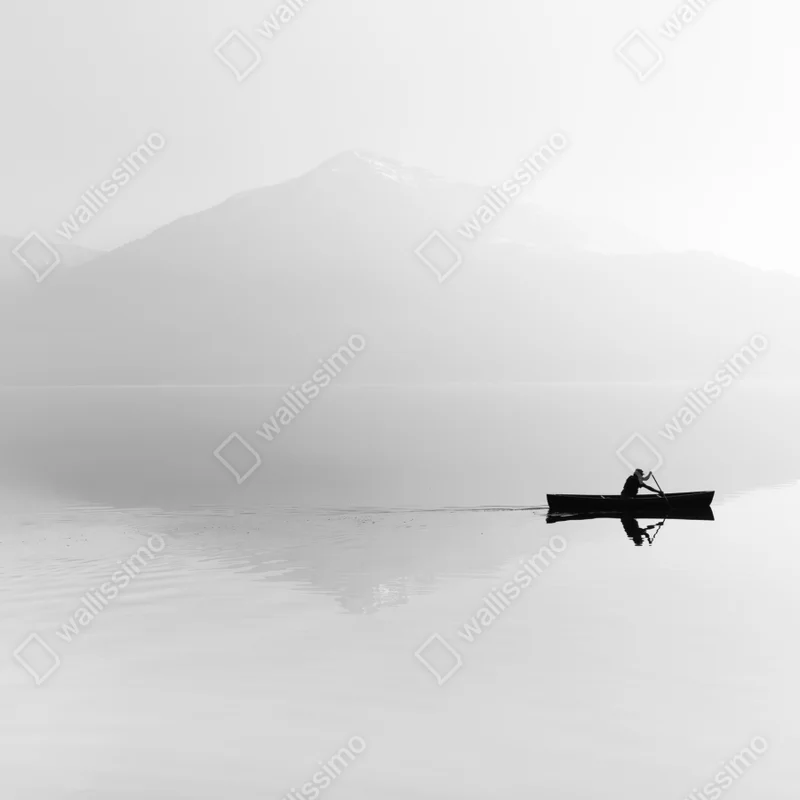 Leinwandbild einsamer ruderer auf einem nebligen see Leinwandbild einsamer ruderer auf einem nebligen see