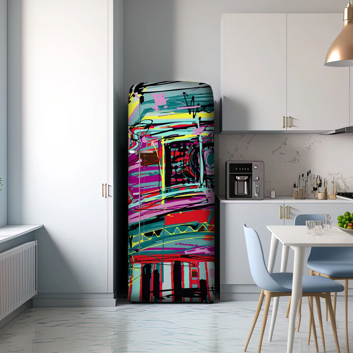 Kühlschrankaufkleber lebhafte türkis abstrakte autokomposition Kühlschrankaufkleber lebhafte türkis abstrakte autokomposition