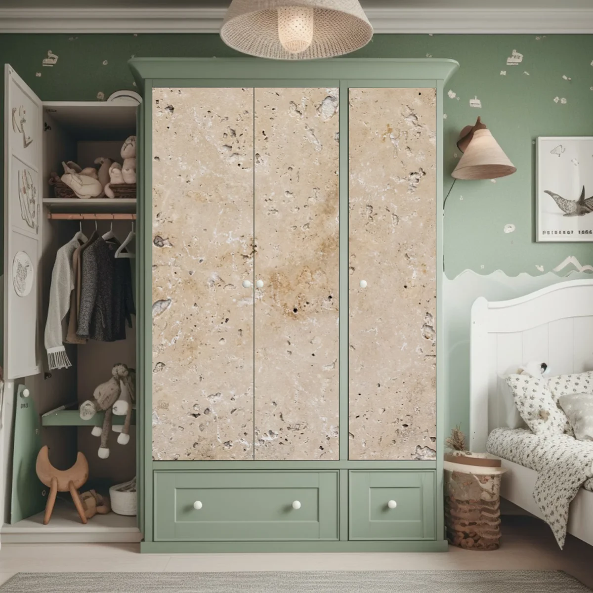 Schrankaufkleber beige travertin steinstruktur Schrankaufkleber beige travertin steinstruktur