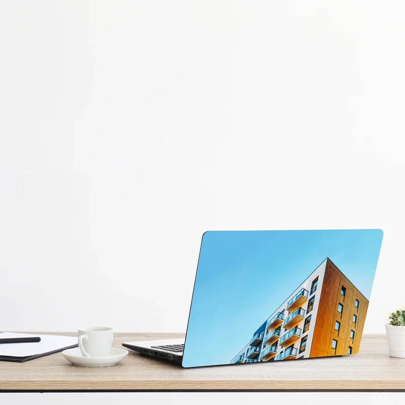 Laptop-Aufkleber modernes wohngebäude mit balkonen