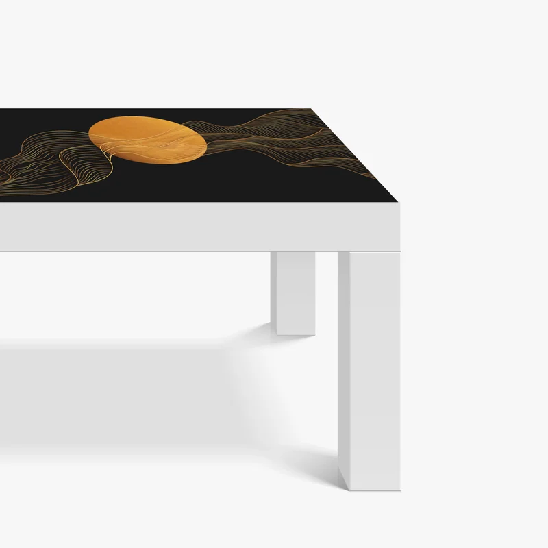 Tischaufkleber und Schreibtischaufkleber goldene wellen auf schwarzem grund — abstrakte komposition