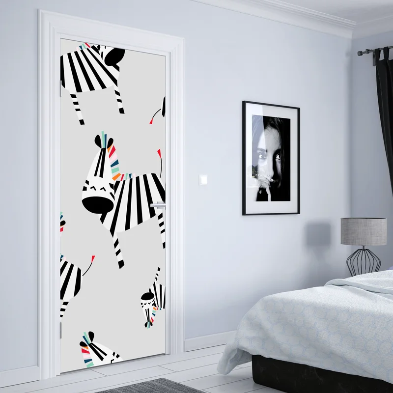 Türaufkleber verspieltes zebramuster mit streifen