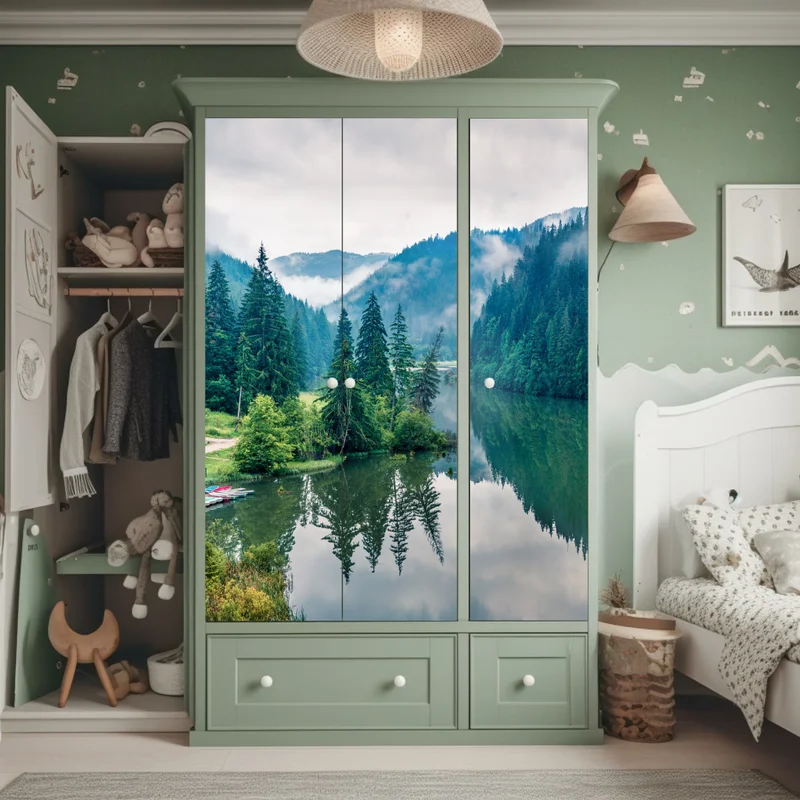 Schrankaufkleber nebliger morgen am Lacu Rosu Schrankaufkleber nebliger morgen am Lacu Rosu