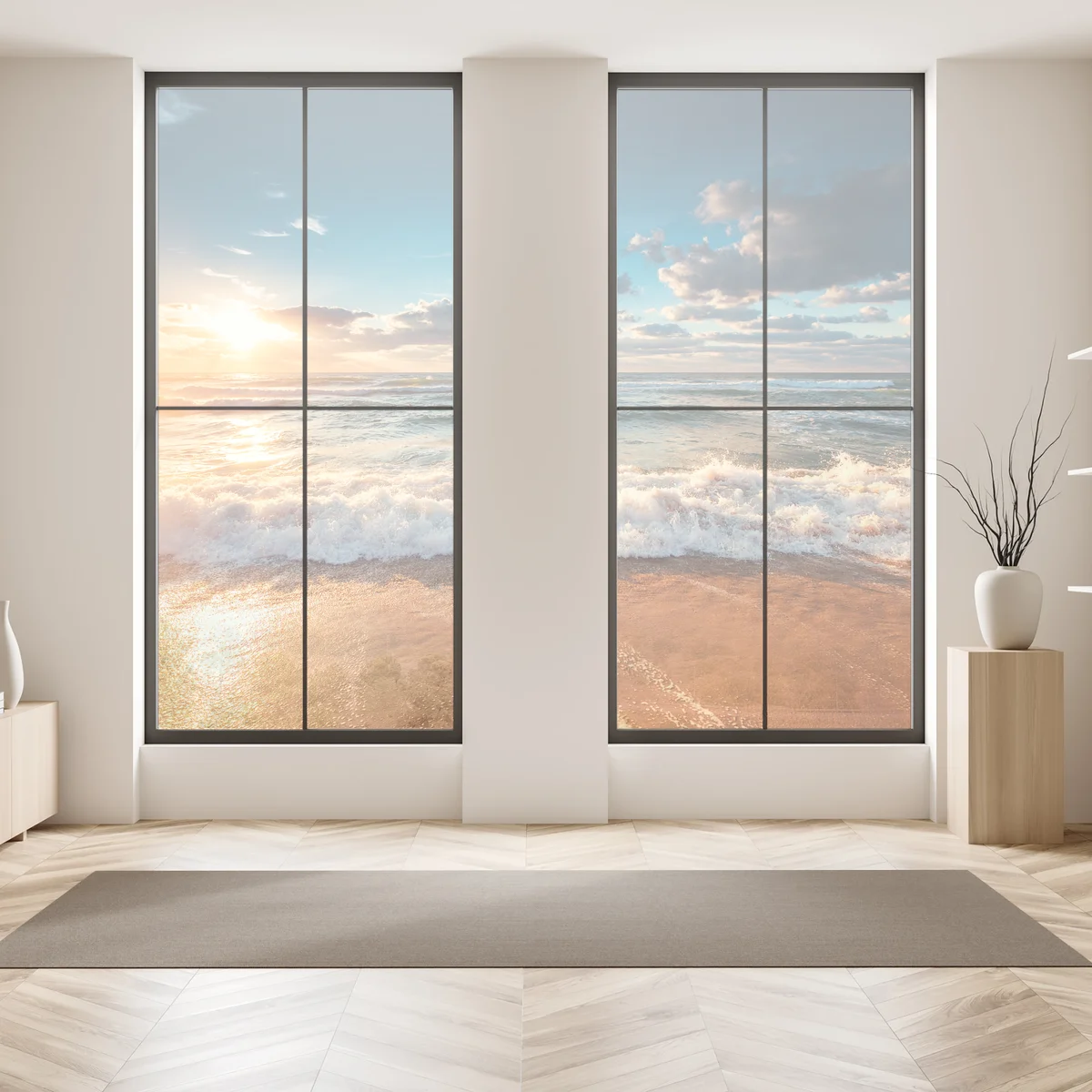 Fensteraufkleber goldener sonnenaufgang über der meeresküste Fensteraufkleber goldener sonnenaufgang über der meeresküste