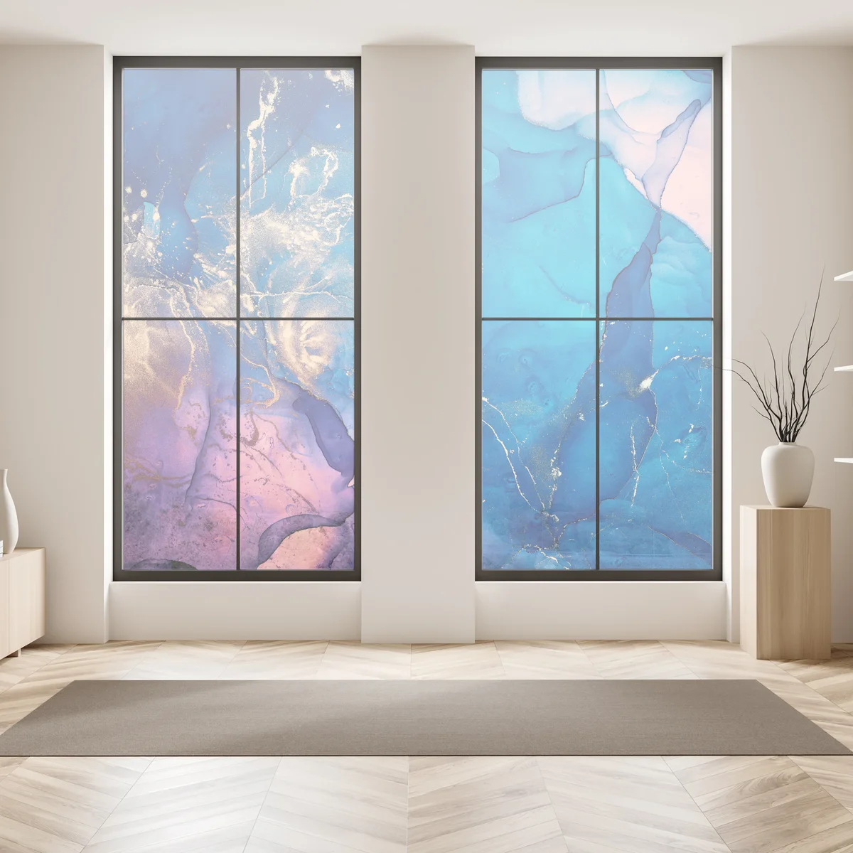 Fensteraufkleber blaue marmorierte alkoholtinten abstraktion Fensteraufkleber blaue marmorierte alkoholtinten abstraktion