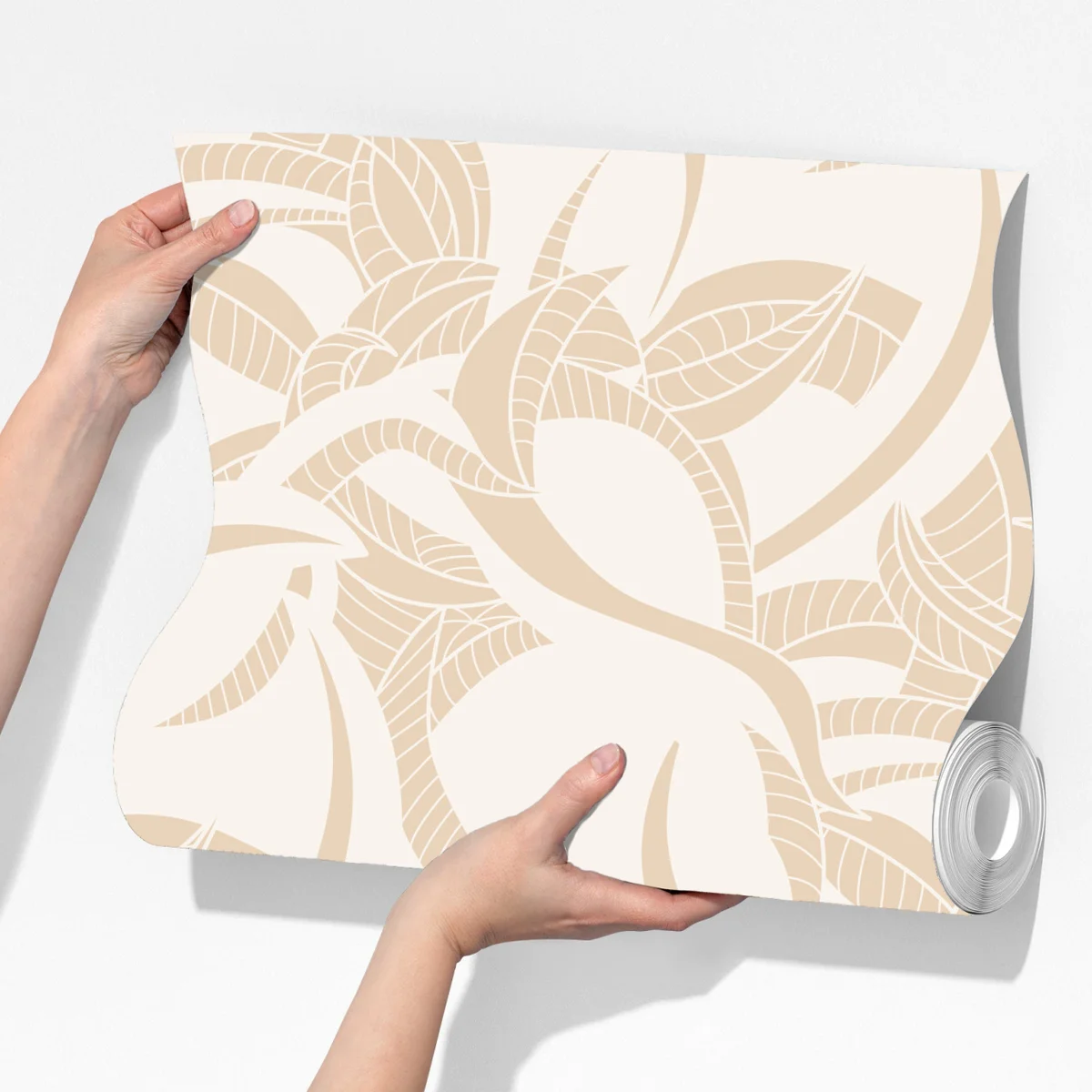 Fototapete beiges blattmuster im botanischen stil Fototapete beiges blattmuster im botanischen stil