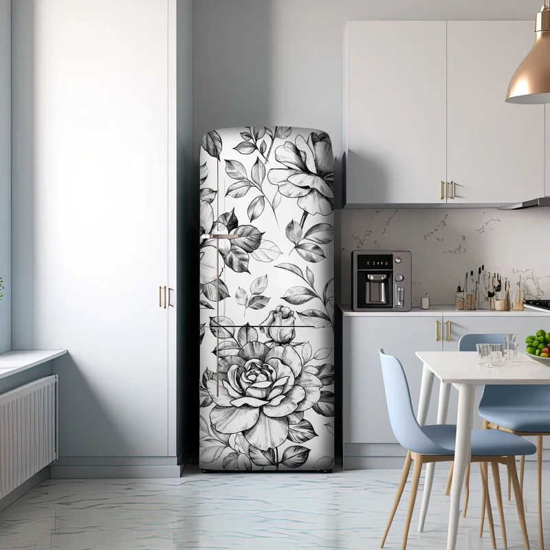 Kühlschrankaufkleber handgezeichnetes rosenmuster