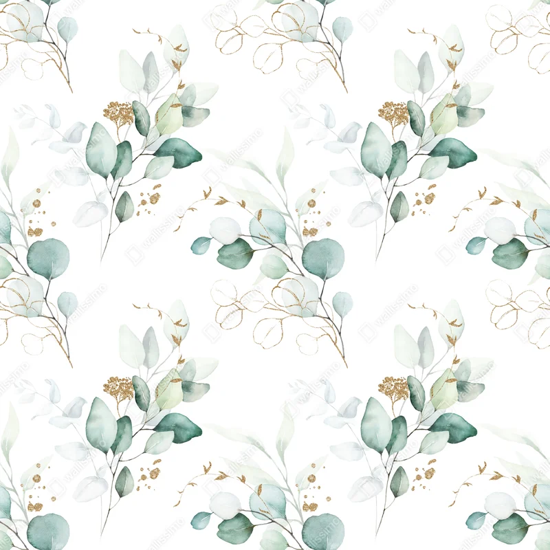 Schrankaufkleber eukalyptus aquarell muster in grüntönen Schrankaufkleber eukalyptus aquarell muster in grüntönen