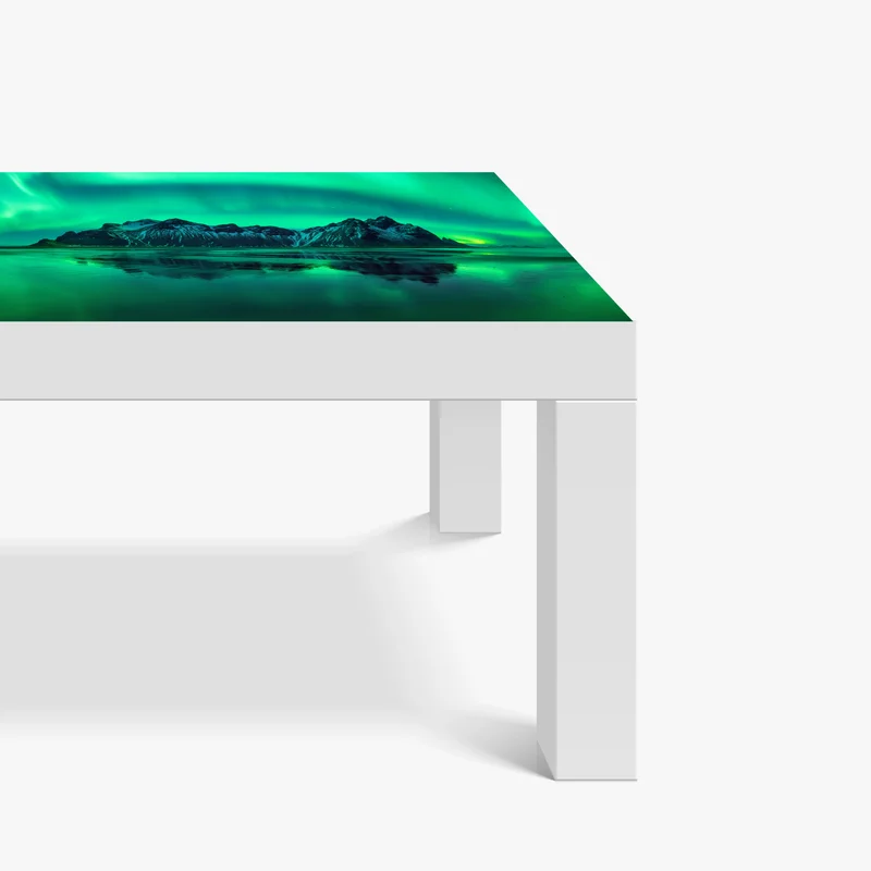 Tischaufkleber und Schreibtischaufkleber nordlicht über Vestrahorn, Stokksnes