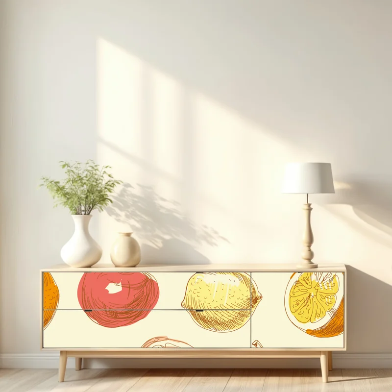 Repositionierbarer Aufkleber handgezeichnetes pastell-früchtemuster