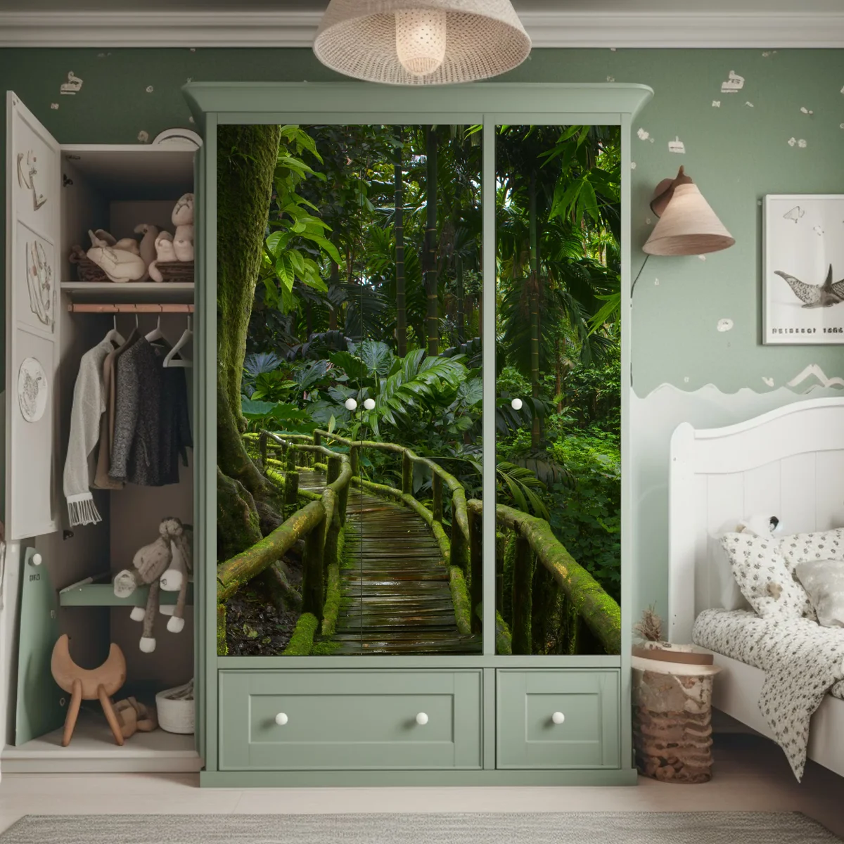 Schrankaufkleber ruhiger dschungelsteg durch üppigen regenwald Schrankaufkleber ruhiger dschungelsteg durch üppigen regenwald