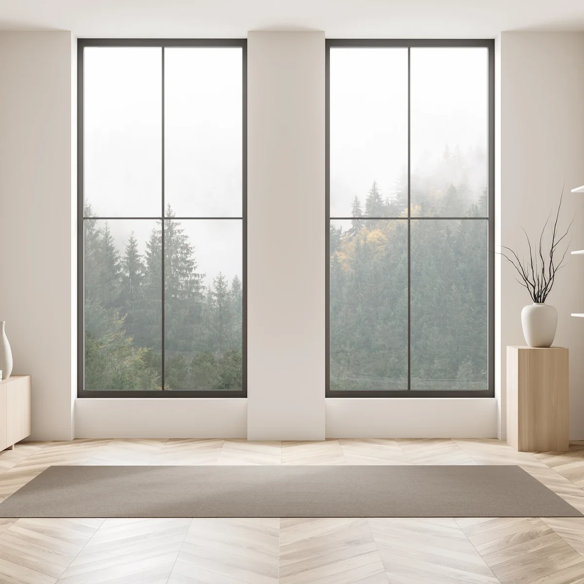 Fensteraufkleber nebliger bergwald im dunst Fensteraufkleber nebliger bergwald im dunst