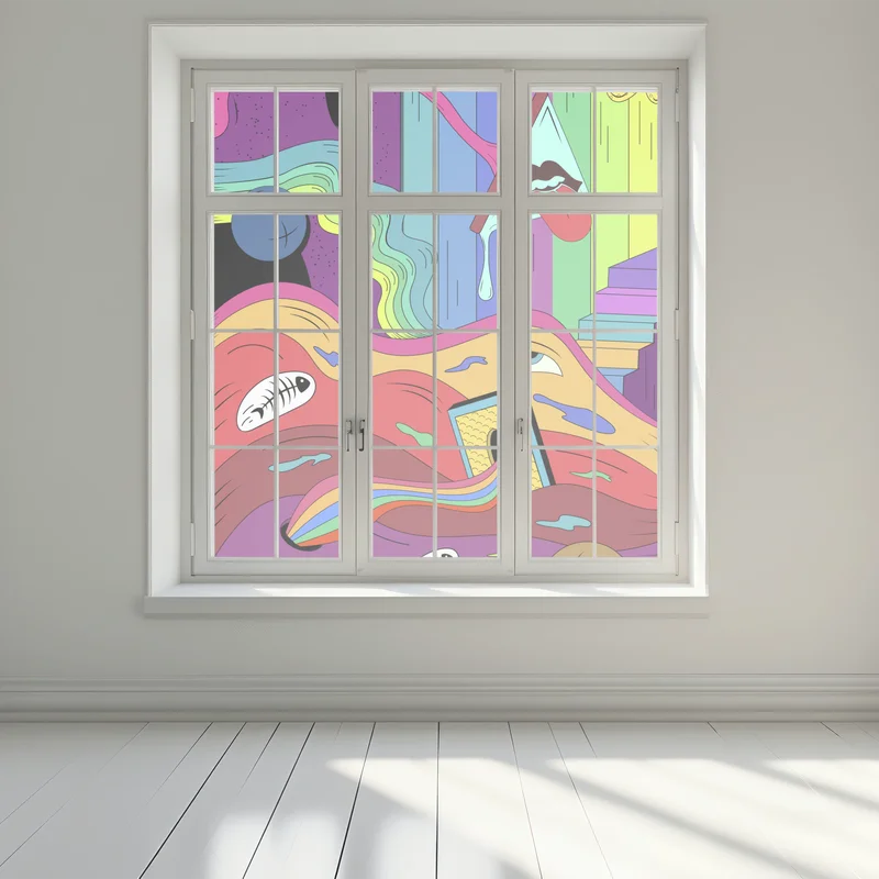 Naklejka na okno psychodeliczny pop artowy sen