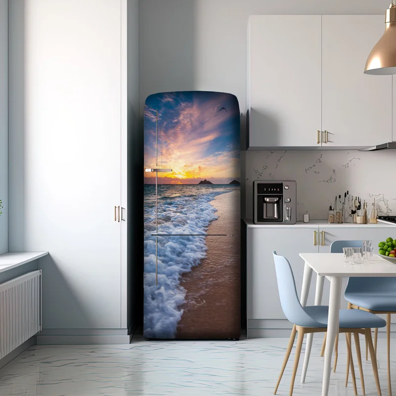 Kühlschrankaufkleber ruhiger sonnenaufgang am meeresufer