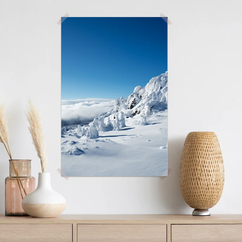 Poster ruhige verschneite berglandschaft Poster ruhige verschneite berglandschaft
