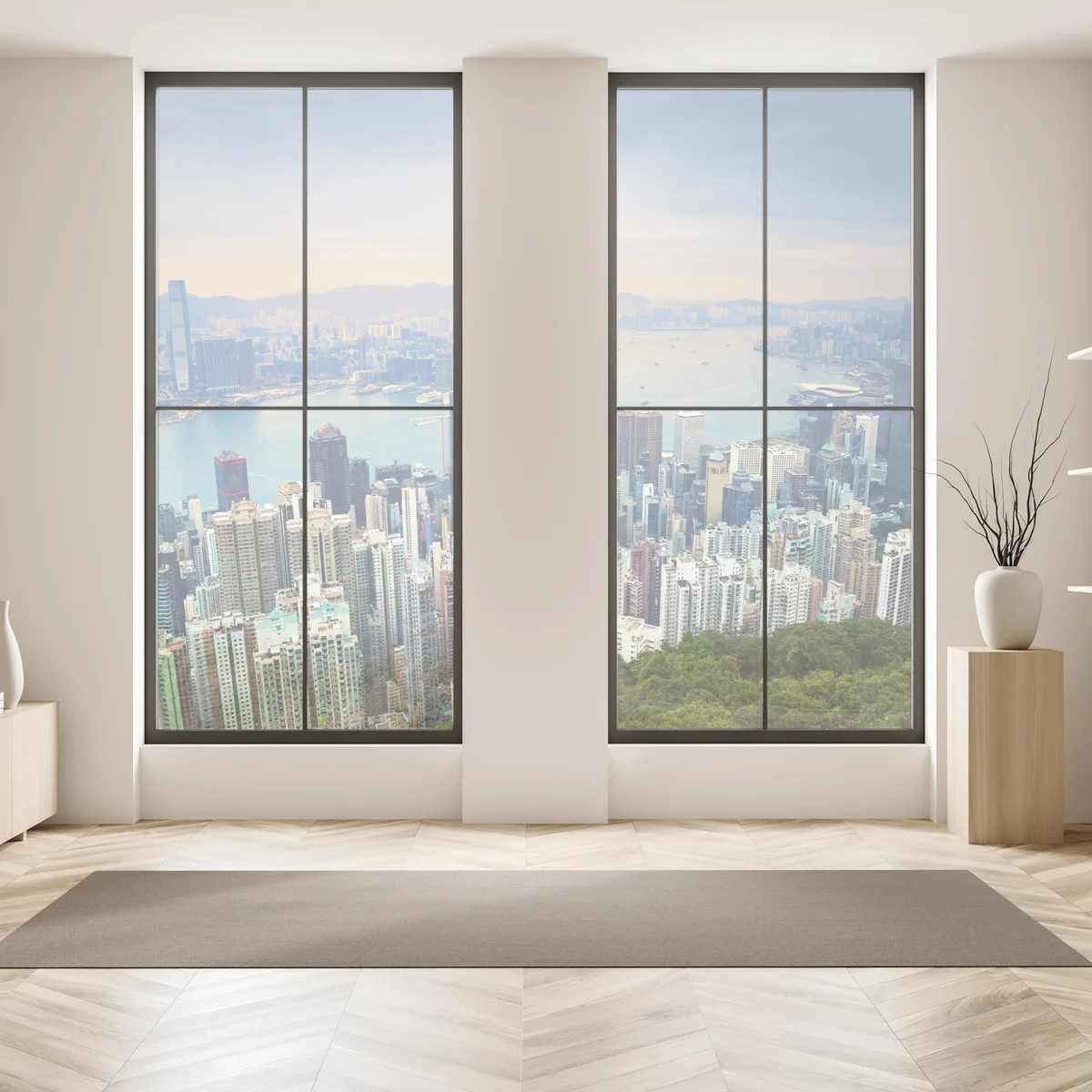 Fensteraufkleber Hong Kong stadtpanorama bei dämmerung Fensteraufkleber Hong Kong stadtpanorama bei dämmerung