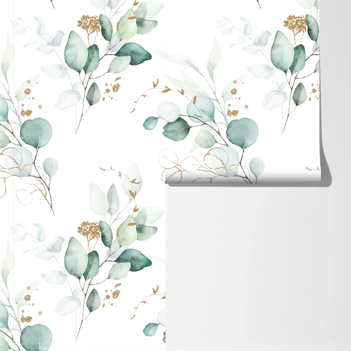Fototapete eukalyptus aquarell muster in grüntönen Fototapete eukalyptus aquarell muster in grüntönen