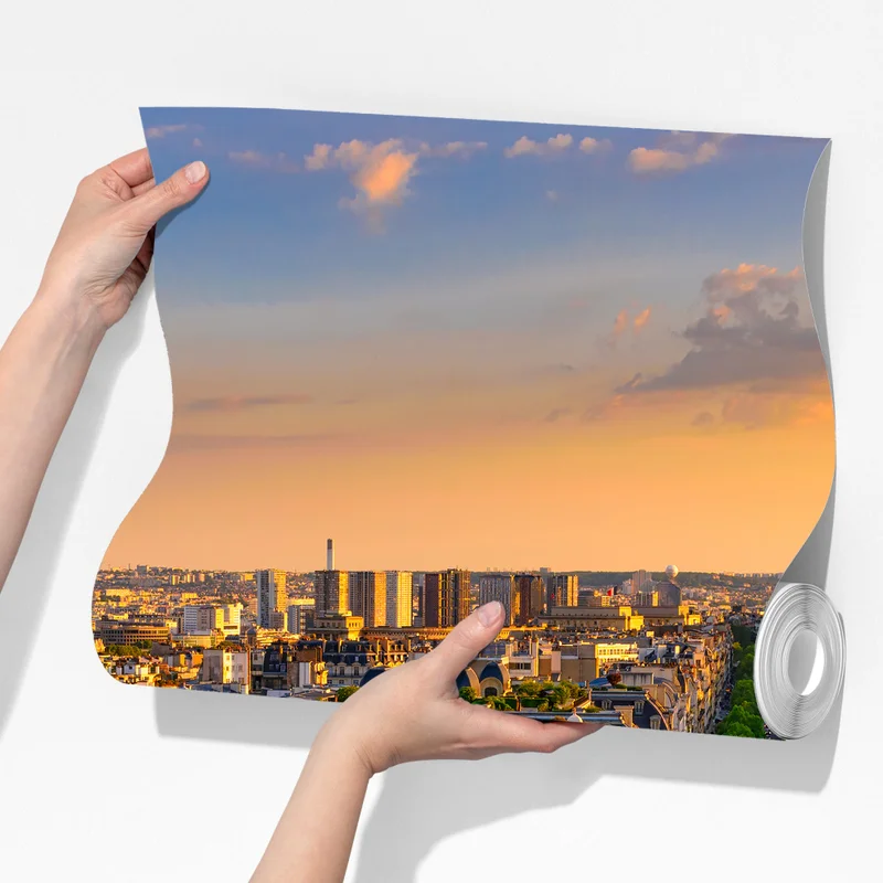 Fototapeta zachód słońca nad Paryżem z Wieżą Eiffla Fototapeta zachód słońca nad Paryżem z Wieżą Eiffla