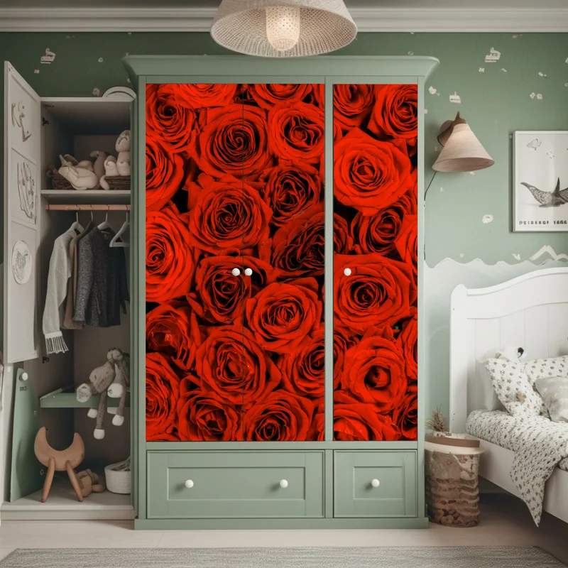 Schrankaufkleber prächtiger strauß roter rosen