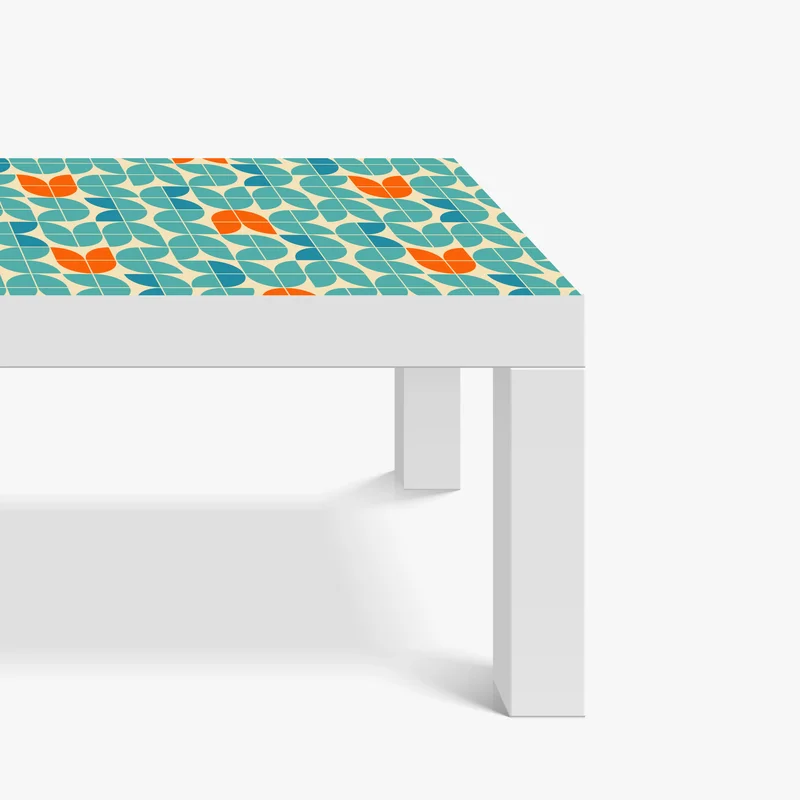 Tischaufkleber und Schreibtischaufkleber retro geometrisches fliesenmuster in türkis und orange Tischaufkleber und Schreibtischaufkleber retro geometrisches fliesenmuster in türkis und orange