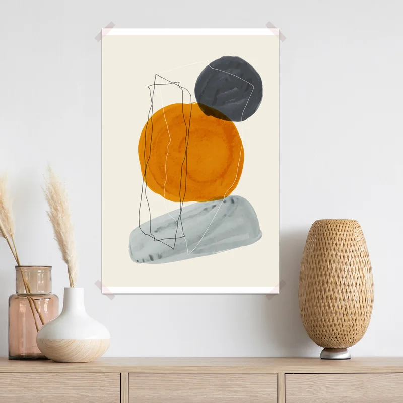 Poster warme orange-graue abstrakte komposition • Poster bei Wallnifity® Poster warme orange-graue abstrakte komposition • Poster bei Wallnifity®