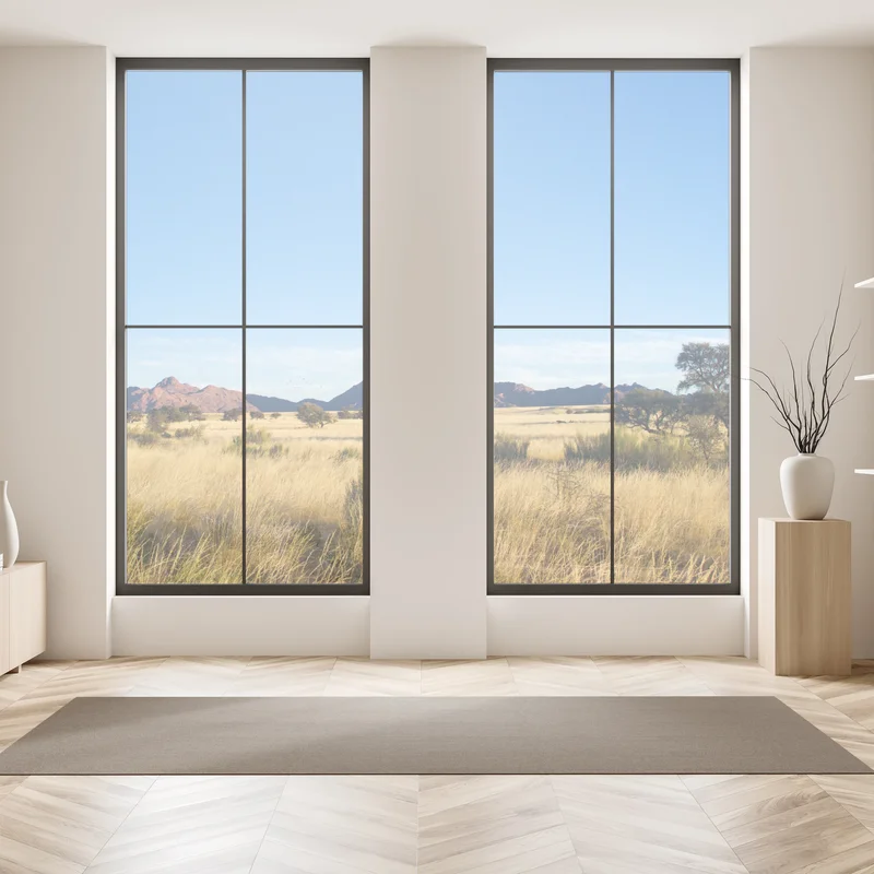 Fensteraufkleber ruhige savannenlandschaft unter klarem blauem himmel