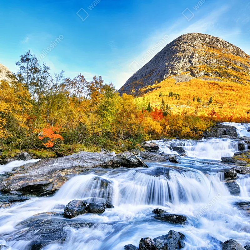Repositionierbarer Aufkleber goldener herbstwasserfall Repositionierbarer Aufkleber goldener herbstwasserfall