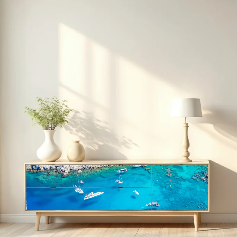 Repositionierbarer Aufkleber luftaufnahme der Anthony Quinn Bucht, Rhodos