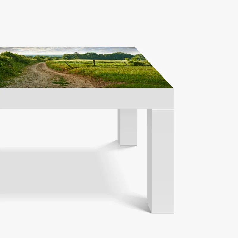 Tischaufkleber und Schreibtischaufkleber sonniger landweg durch grüne wiesen